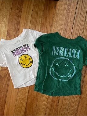 NIRVANA Kids' Graphic Tee Set - Green & White